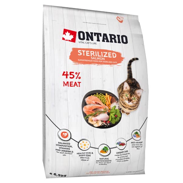 ONTARIO CAT STERILISED sausā kaķu barība Lasis 6.5kg